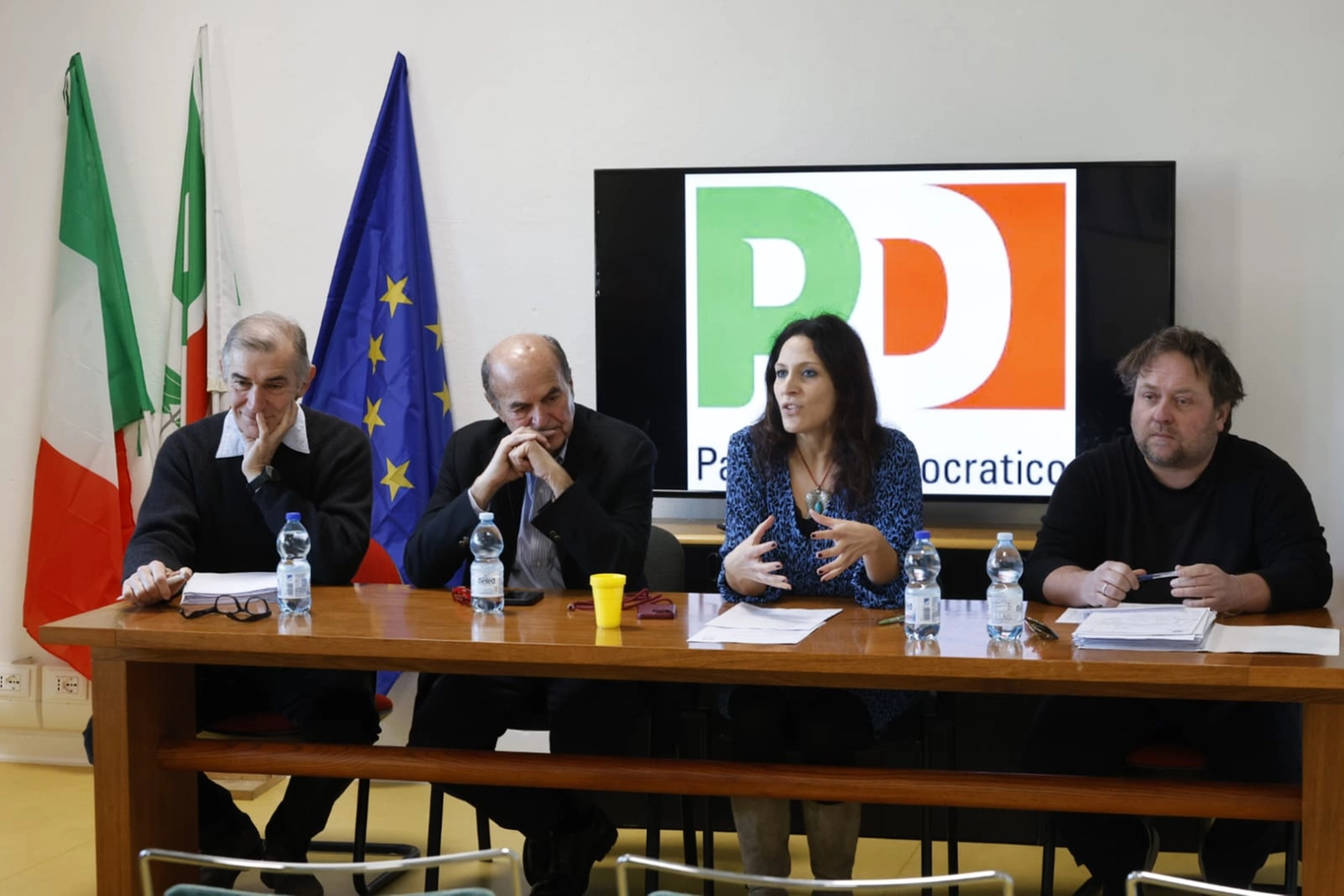 Pier Luigi Bersani alla conferenza stampa sulla nuova Festa dell'Unità, di cui sarà 'testimonial'