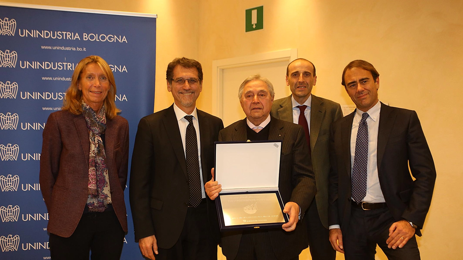 Elena Zacchiroli, Virginio Merola, il vincitore Ugo Poppi, Alberto Vacchi e Andrea Cangini
