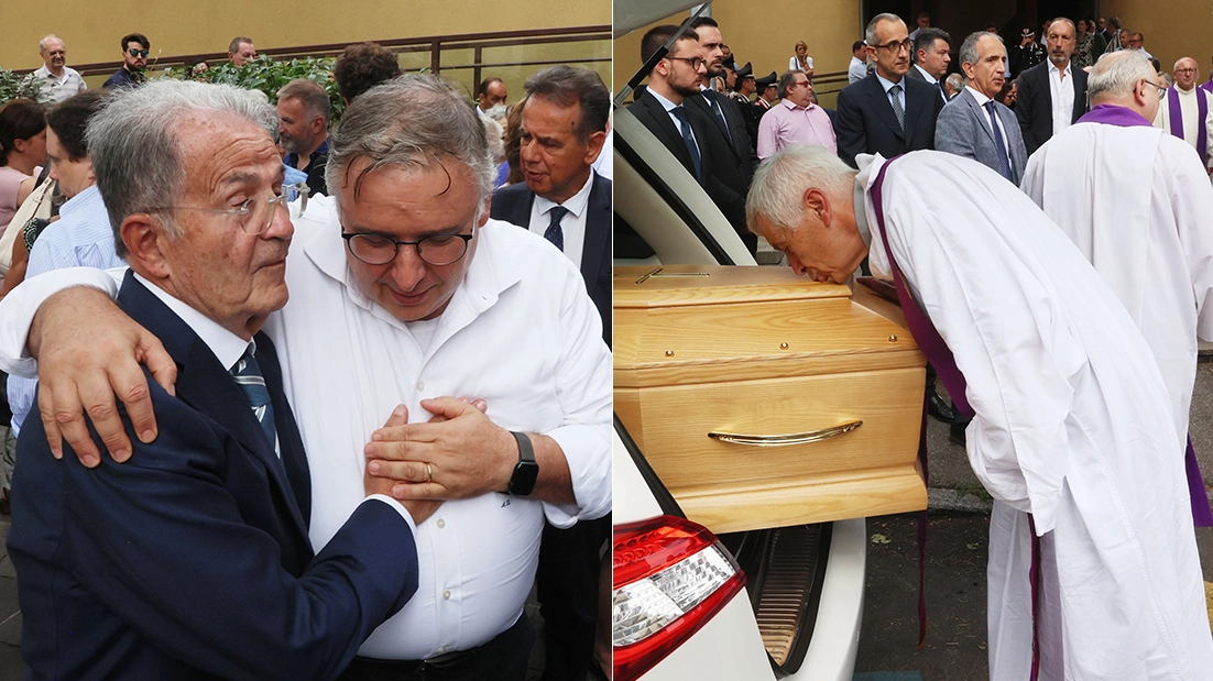 Funerale di Vittorio Prodi a Bologna, fratello di Romano (nella foto a sinistra). FotoSchicchi