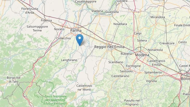 Terremoto tra Parma e Reggio Emilia (Fonte Ingv OpenStreetMap)