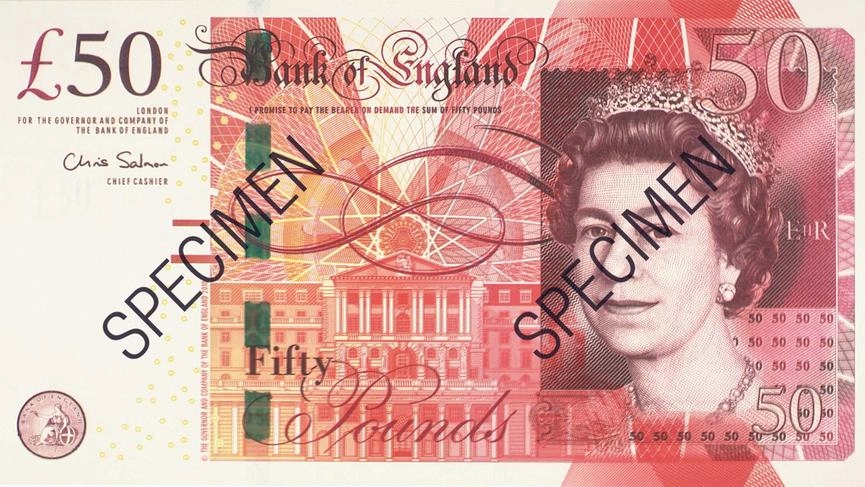 Banconota da 50 sterline con l'immagine di Elisabetta II (Alive)