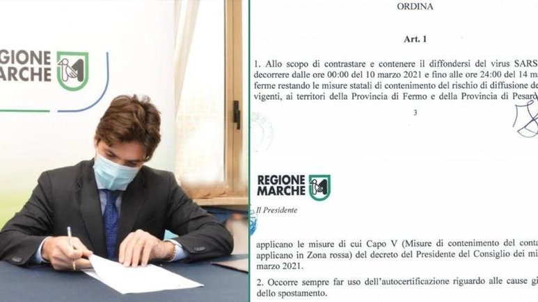 Zona rossa, Acquaroli firma l'ordinanza per Fermo e Pesaro Urbino