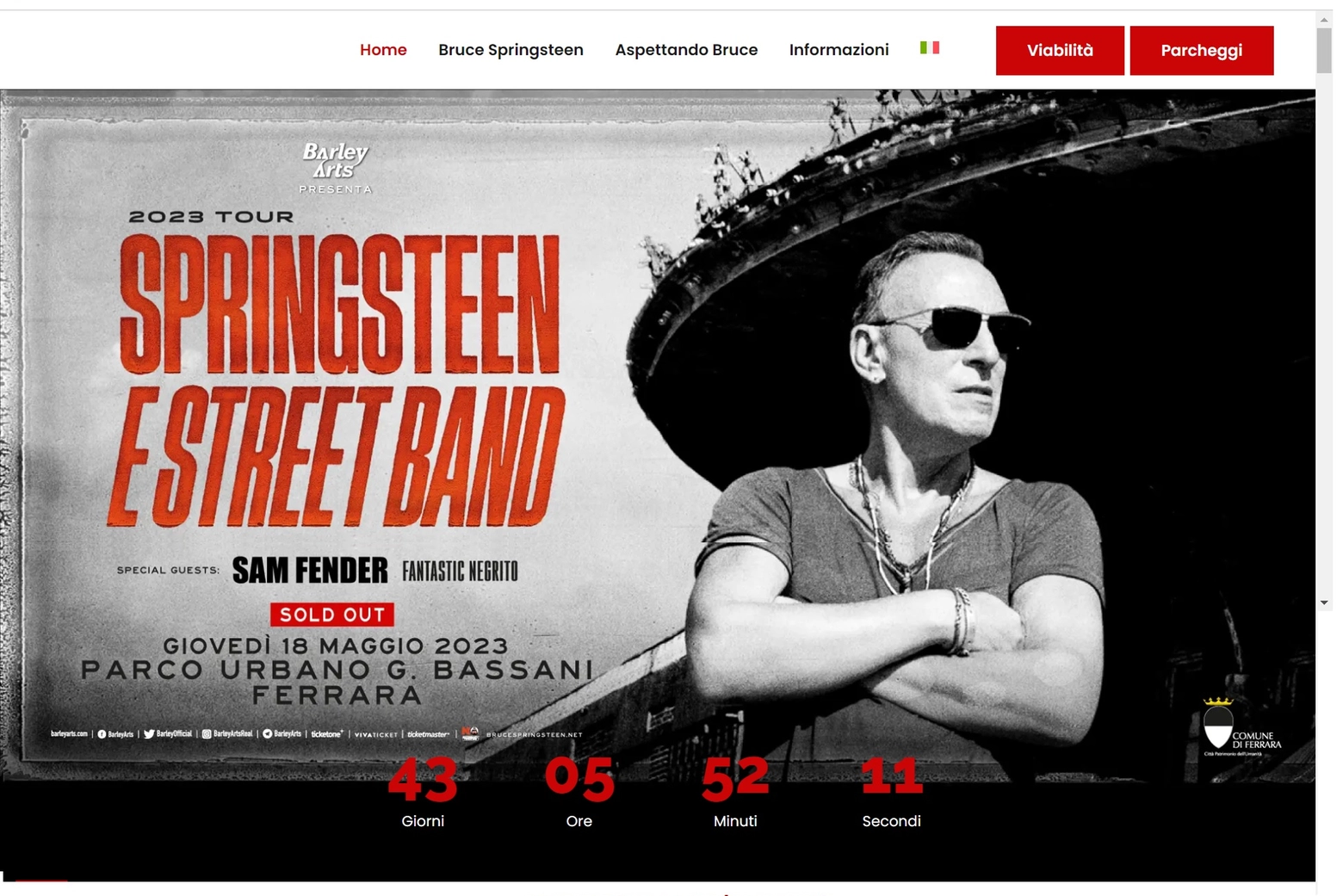 Il sito internet dedicato al concerto a Ferrara di Bruce Springsteen