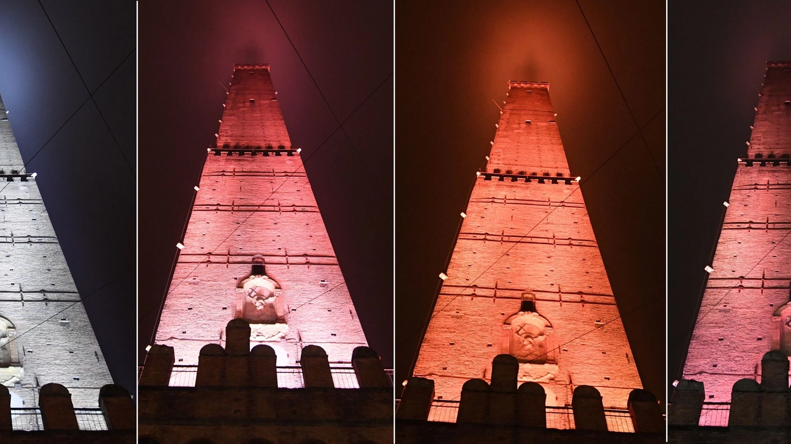 Bologna, i mille colori della Torre Asinelli (FotoSchicchi)