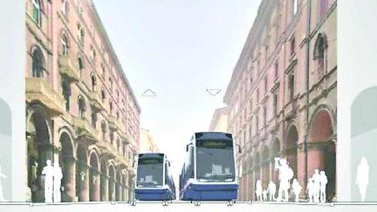 Bologna, il rendering di via Indipendenza con i tram