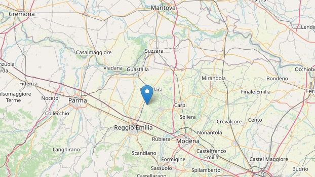 Terremoto oggi a Reggio Emilia (foto OpenStreetMap)