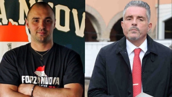 A sinistra il responsabile regionale di Forza Nuova Mirco Ottaviani, a destra il sindaco Paolo Lucchi