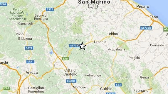 Il terremoto registrato nella notte tra le province di Pesaro Urbino e Arezzo
