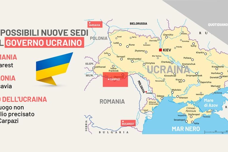 Le possibili nuove sedi del governo ucraino