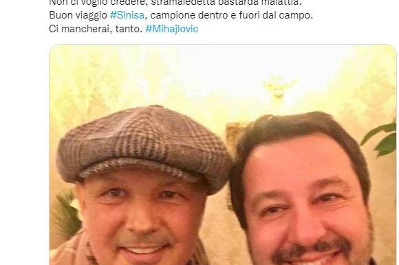 Matteo Salvini con Sinisa Mihajlovic (Ansa)