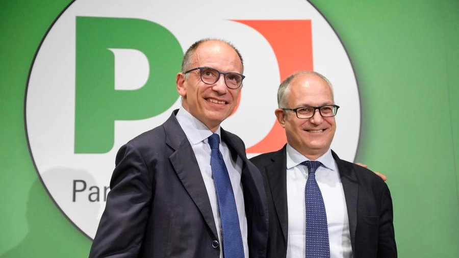 Il leader del Pd Enrico Letta e il neo sindaco di Roma Roberto Gualtieri