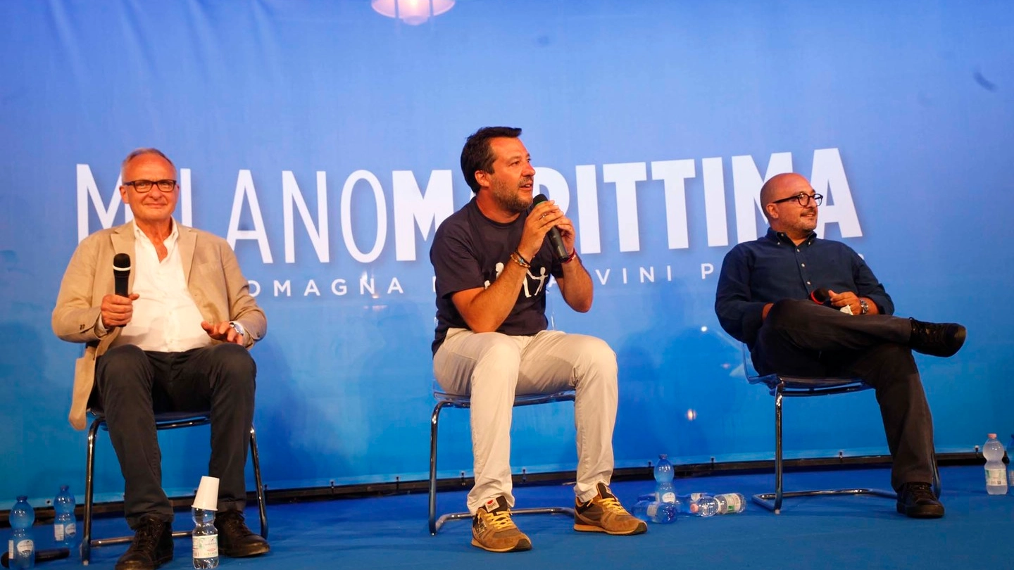 Il direttore di Qn-il Resto del Carlino, Michele Brambilla, con Matteo Salvini