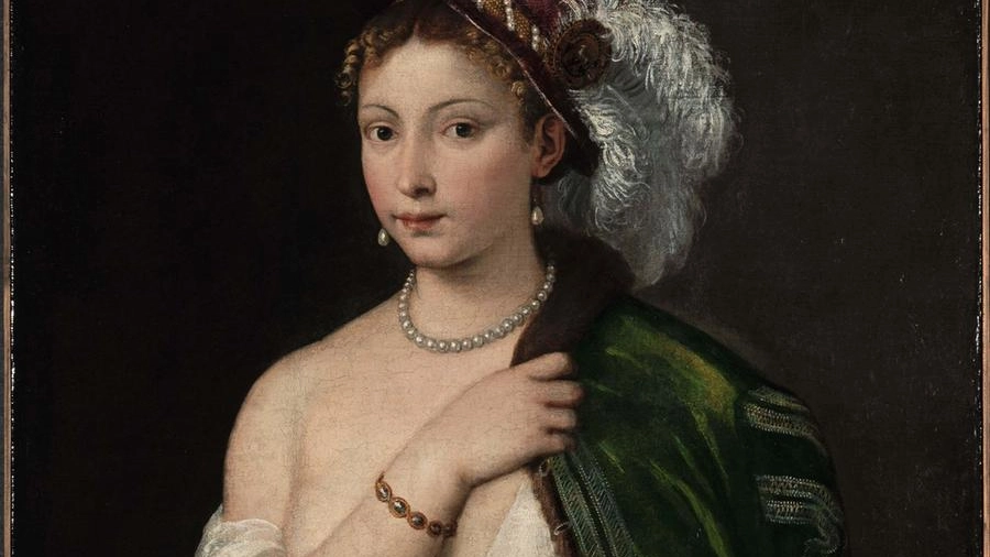 La Giovane donna con cappello piumato' di Tiziano, prestata dall'Ermitage a Palazzo Reale