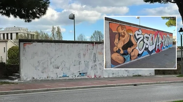 Rimini, cancellato il murales dell’uomo che allatta