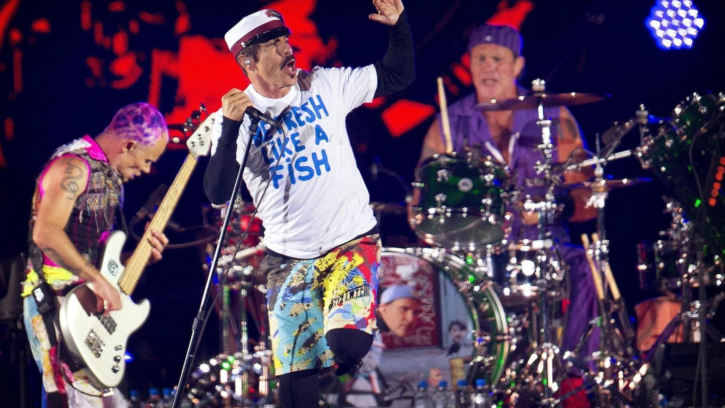 I Red Hot Chili Peppers in concerto all’Unipol Arena (Ansa)