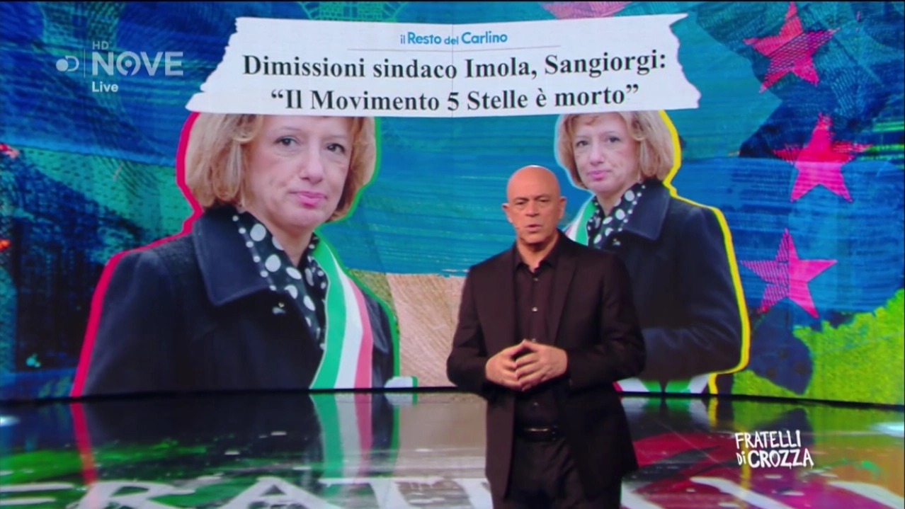 Dimissioni sindaca Imola, un'immagine dello show di Maurizio Crozza