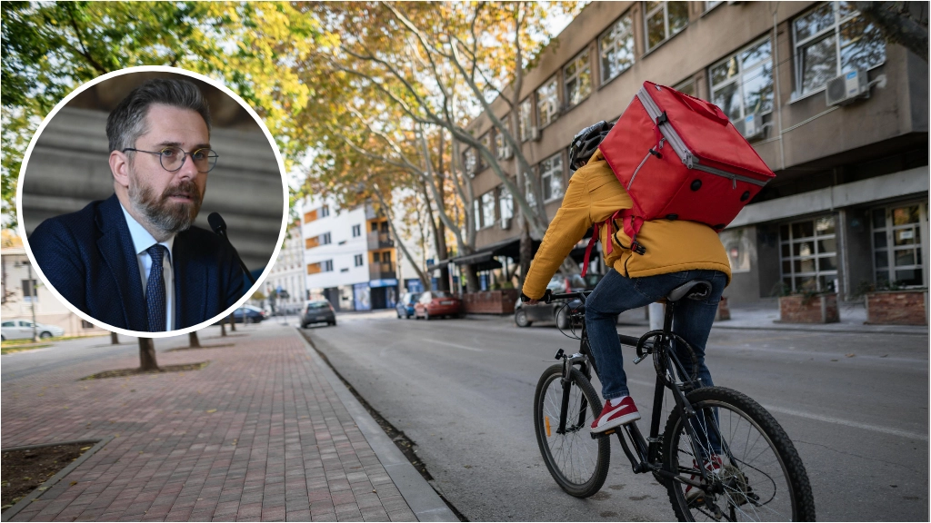 Bologna Città 30, il sindaco Lepore (nel tondo) ha parlato dei rider: "ll rispetto del codice della strada da parte di chi usa la bici per le consegne è fondamentale"