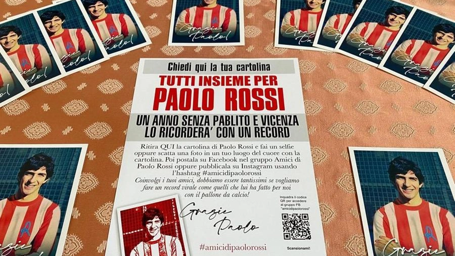 Ventimila cartoline con l'immagine di "Pablito" Rossi distribuite a Vicenza