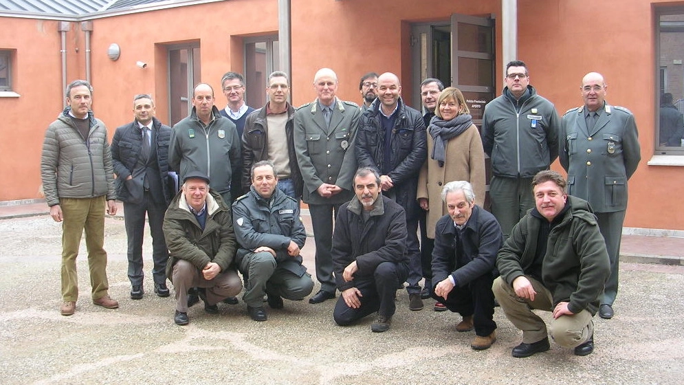 I rappresentanti delle varie polizie provinciali a raccolta a Ferrara per siglare l’accordo