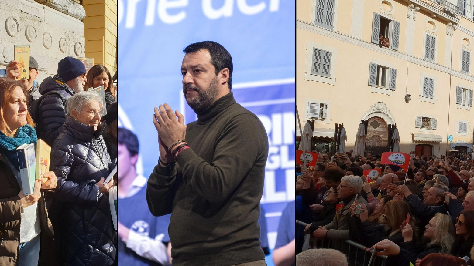 Sardine, Salvini (Ansa) e la piazza della Lega ad Ancona (Dire)