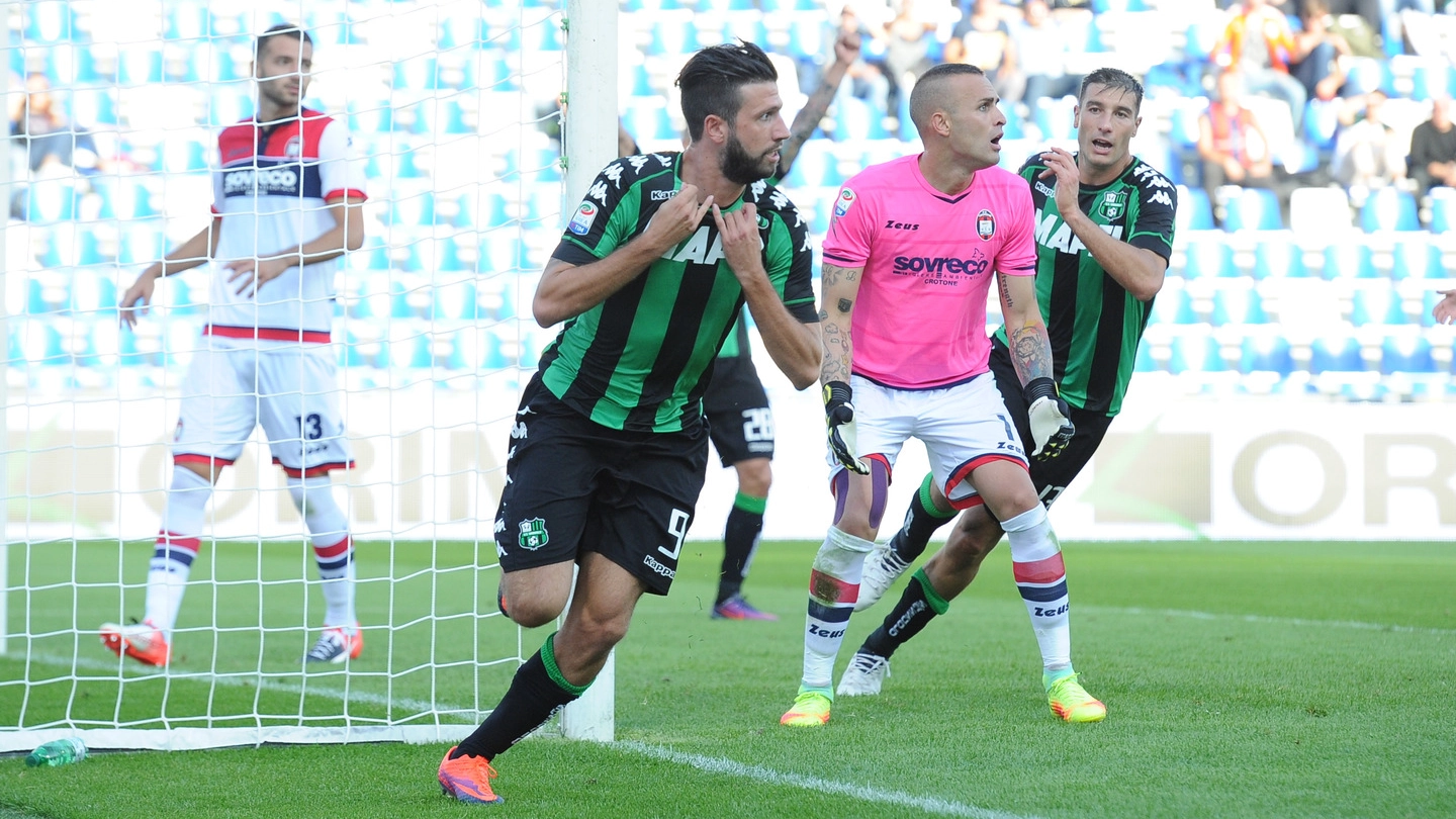 Sassuolo, la gioia di Iemmello per il gol vittoria al Crotone (Fiocchi)