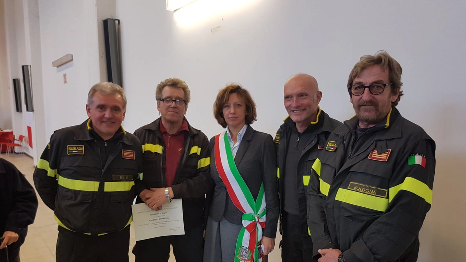 La sindaca Manuela Sangiorgi in visita al comando provinciale dei vigili del fuoco