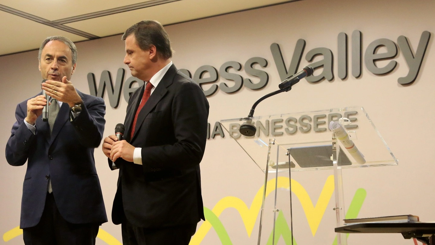 Nerio Alessandri e il ministro Carlo Calenda al Technogym Village (Foto Ravaglia)