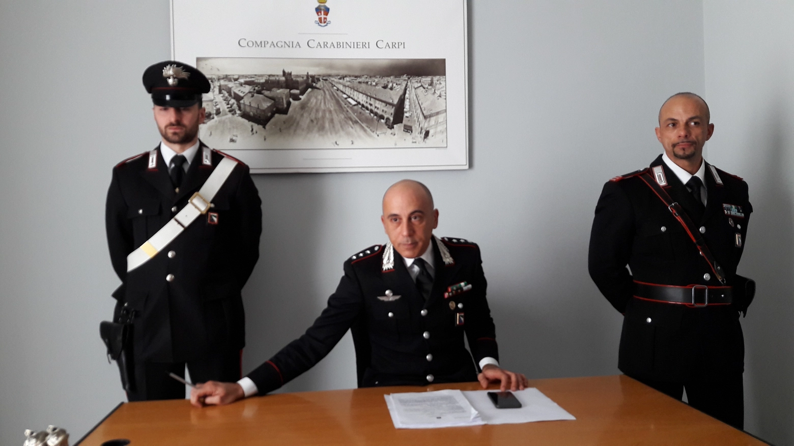 Il comandante dei carabinieri di Carpi capitano Alessandro Iacovelli