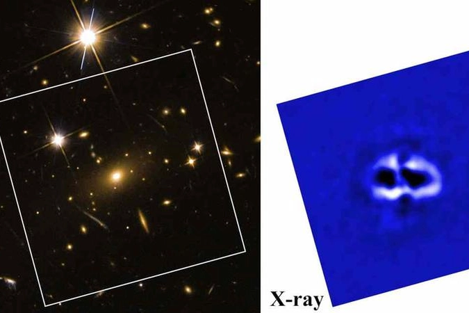  A confronto l'immagine ottica e nei raggi X dell'ammasso di galassie RBS 797 