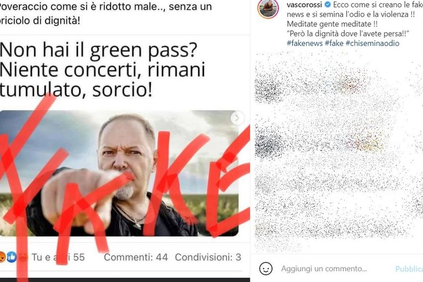 Vasco Rossi su Instagram smaschera una fake news