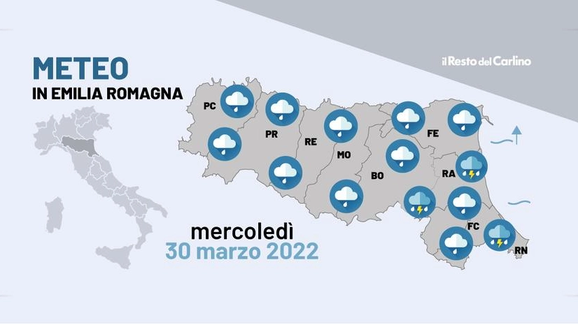 Previsioni meteo in Emilia Romagna: mercoledì 30 marzo torna la pioggia