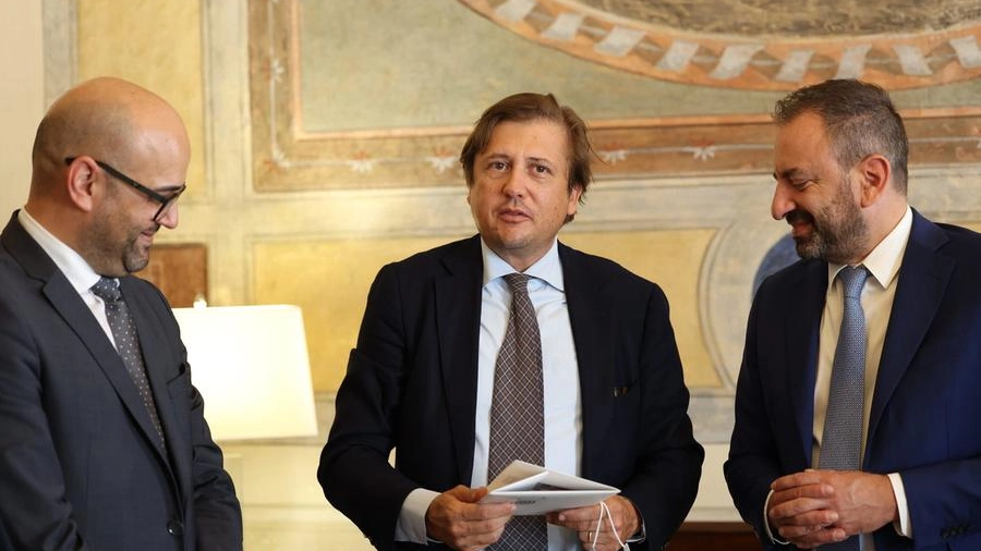 Il sottosegretario Pierpaolo Sileri con i segretari sammarinesi Ciavatta e Beccari