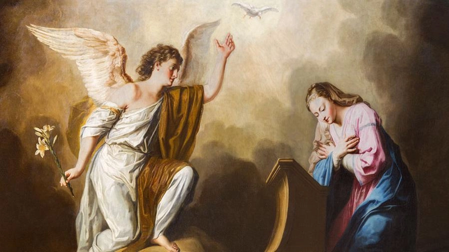 L'angelo annuncia a Maria che porta in grembo Gesù