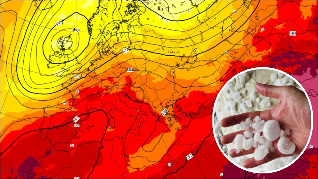 L'arrivo del ciclone Poppea, che porterà anche grandine, secondo l'elaborazione Ecmwf (European Centre for Medium-Range Weather Forecasts)