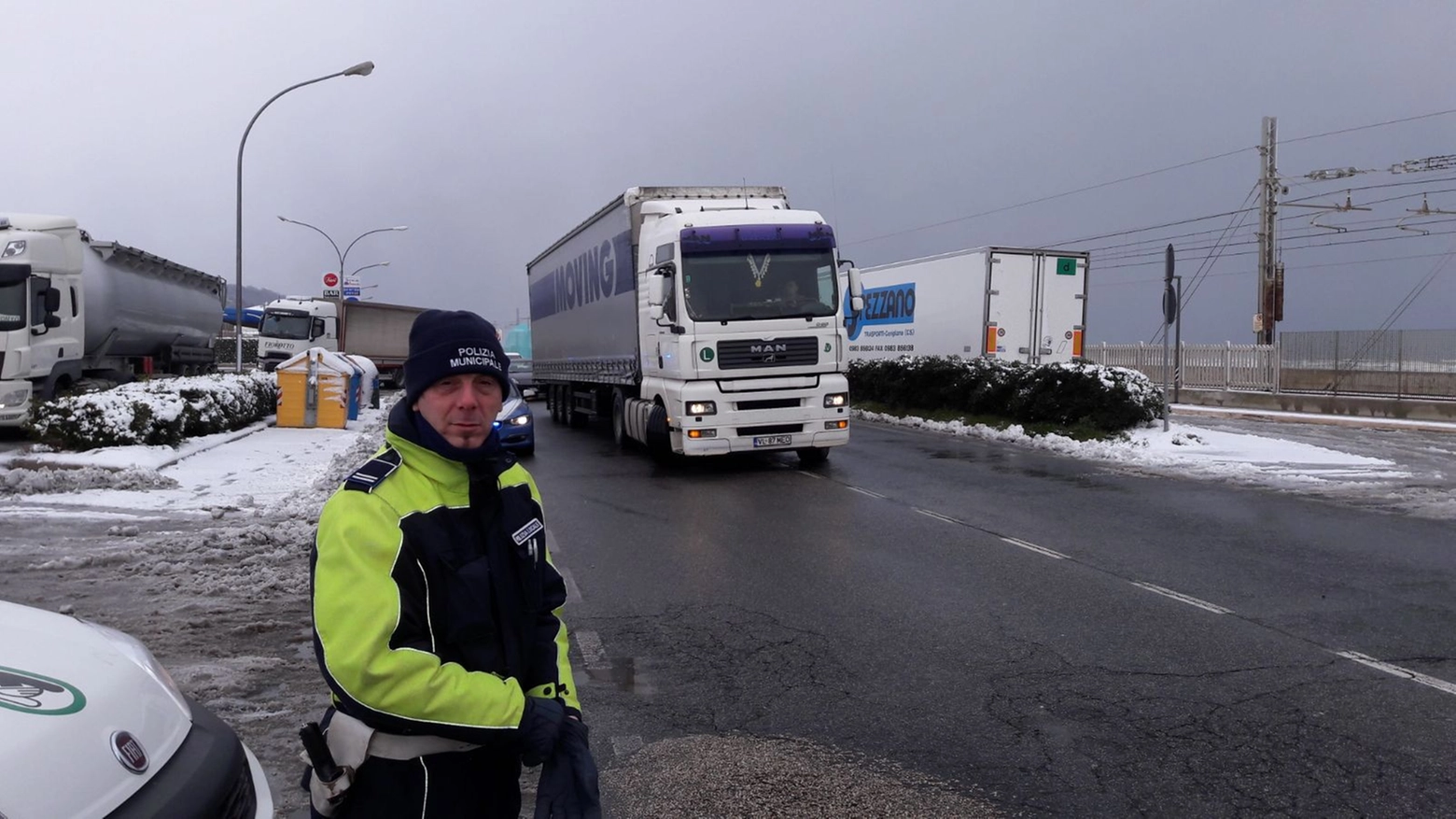 La protesta dei camionisti a Pesaro
