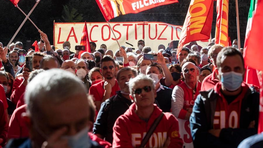 Manifestazione in solidarietà alla Cgil di Roma