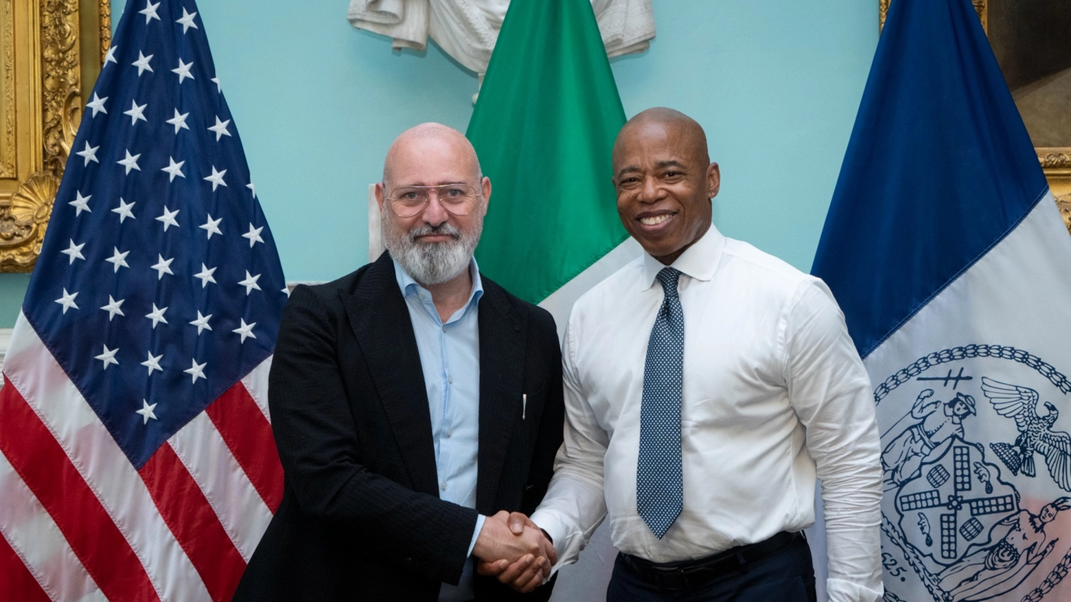 Il presidente Stefano Bonaccini ha incontrato il sindaco di New York Eric Leroy Adams
