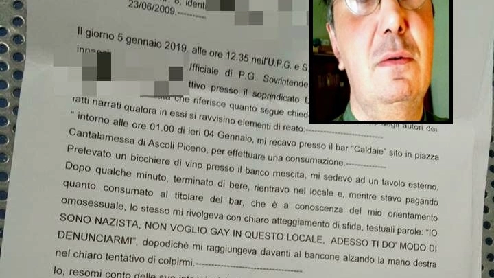 La denuncia presentata alla polizia per aggressione e Raniero Bertoni