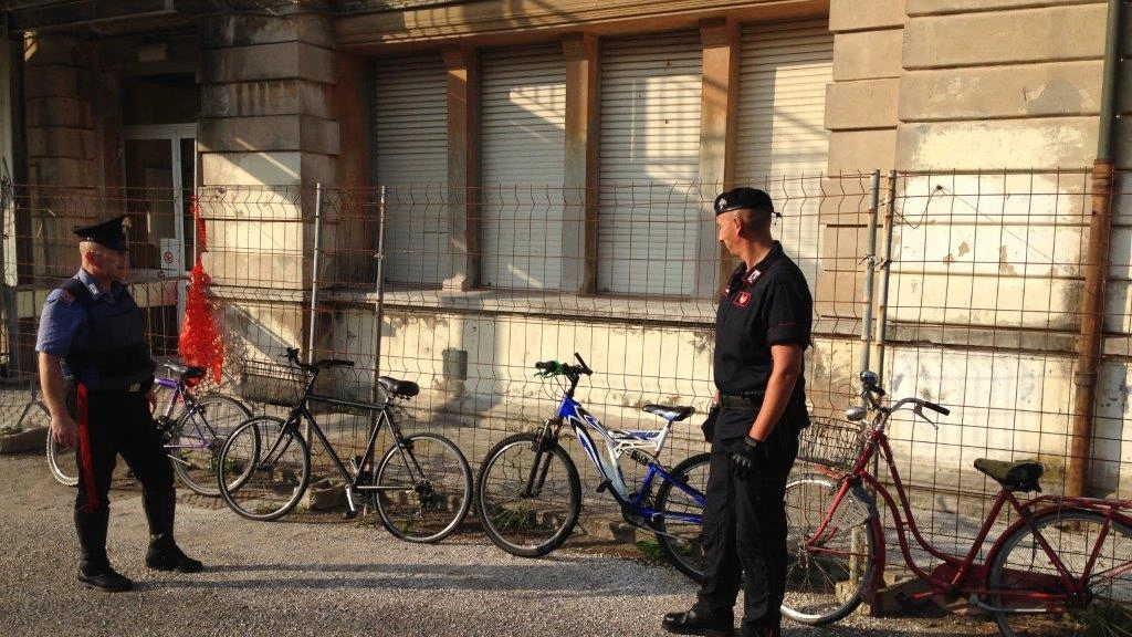 Le bici ritrovate a Villa Speranza 