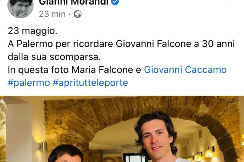 Gianni Morandi a Palermo per ricordare Falcone