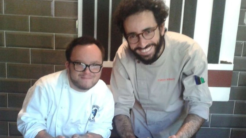 Luca Leardini  con lo chef  Franco Aliberti  del ristorante Evviva di Riccione  