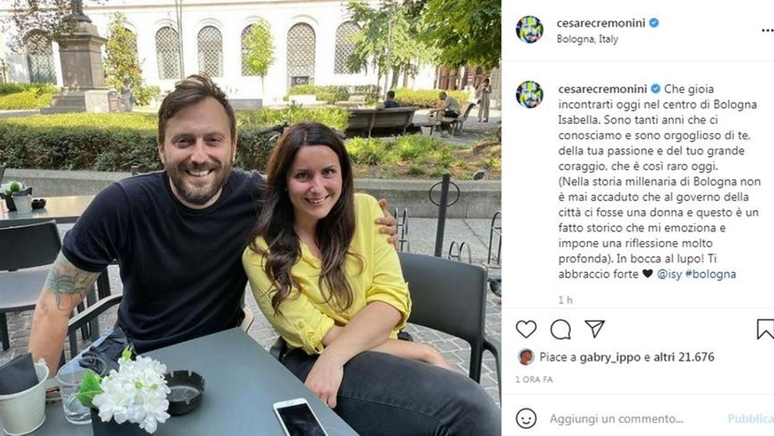 La foto postata su Instagram: Cesare Cremonini con Isabella Conti