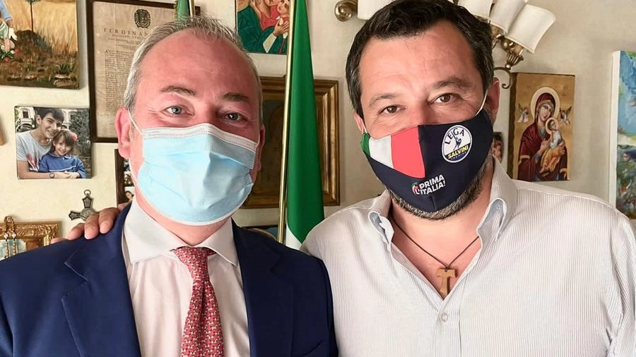 Andrea Ostellari con Matteo Salvini che lunedì torna a Bologna