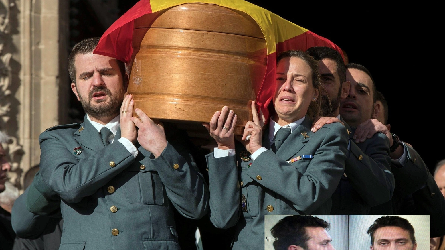 Il funerale di un delle tre vittime spagnole e sotto Igor 'il russo'