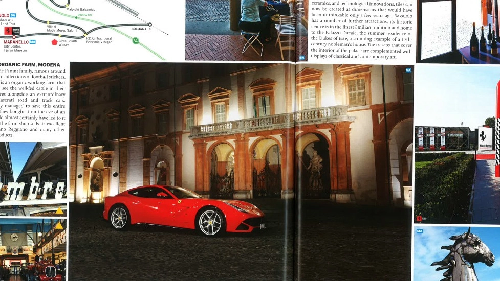 Sopra lo speciale dedicato a Sassuolo dal magazine ‘Ferrari’ distribuito in tutto il mondo