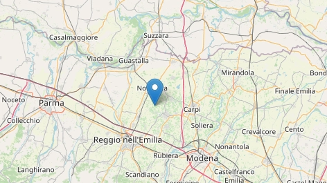 Terremoto a Correggio nella notte (foto da Openmapstreet)