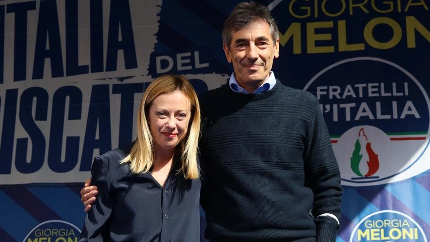 Giorgia Meloni con Fabio Battistini (FotoSchicchi)