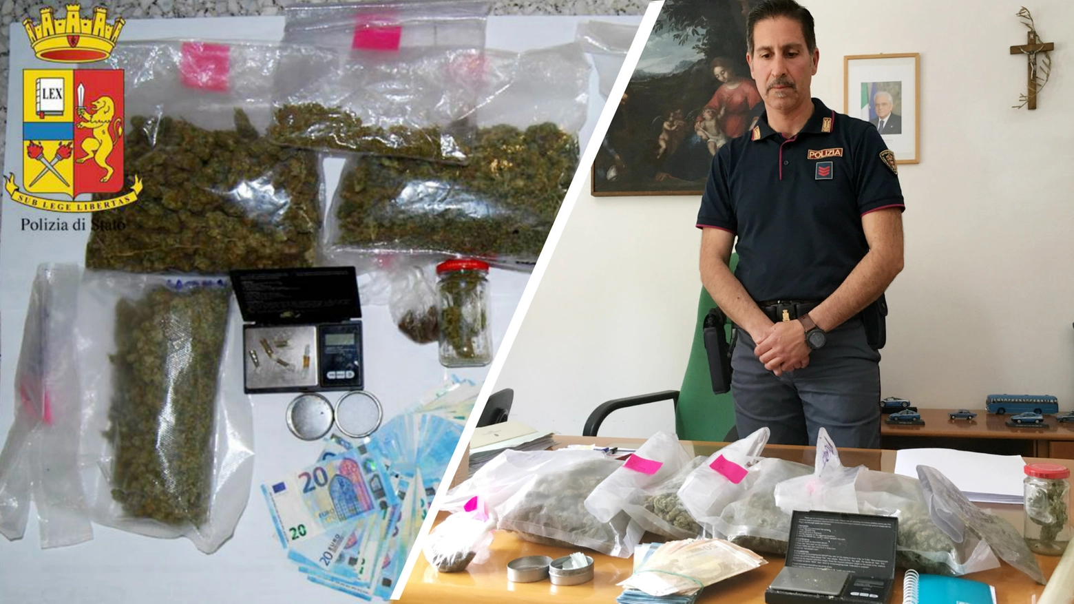 Sequestro di droga a Urbino, la Polizia