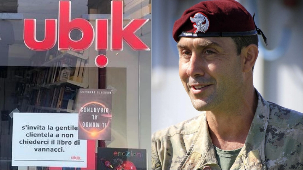 Il cartello della libreria Ubik e il generale Roberto Vannacci