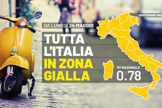 Tutta Italia in zona gialla da lunedì 24 maggio 2021